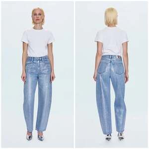 NEW Pistola Wes High Rise Barrel Leg Jean Spellbound Wash Glitter Effect